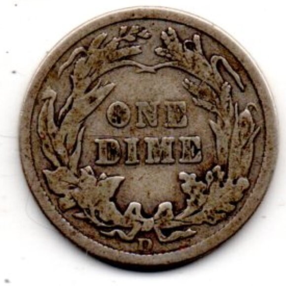 1914-D Barber Dime 90% Silver Average Circulated - Picture 2 of 2